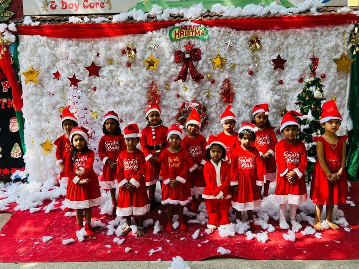 Children dressed for a Christmas celebration